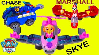 Los cachorros de Ellie Sparkles y Paw Patrol abren sus vehículos flip and fly, Sky y Chase