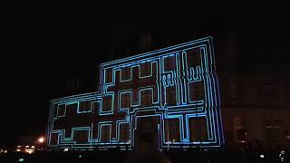 Bielefeld Nachtansichten Beamer Light Show Ratsgymnasium Kunsthallenpark April 2018