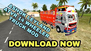 How to download Ashok Leyland Avtr 14 wheeler truck mod for bussid!Link in description_Download now