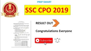 SSC CPO 2019 Result Out Now |PREP SMART|#ssccpo #results