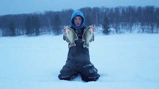 HIDDEN Backwoods Crappie Ice fishing (HUGE CRAPPIES)