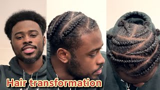 Men’s cornrow hairstyle.