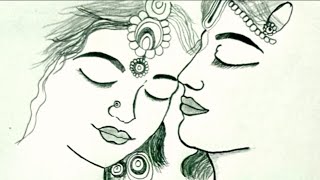 how to draw loard Radha Krishna | Radha Krishna easy drawing | easy God drawing