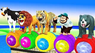 wall break challenge lion tiger monkey bear cow who is the find correct animal funny animal games