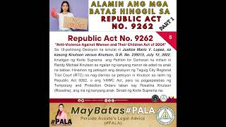 PART 1 ALAMIN ANG MGA BATAS HINGGIL SA REPUBLIC ACT NO. 9262