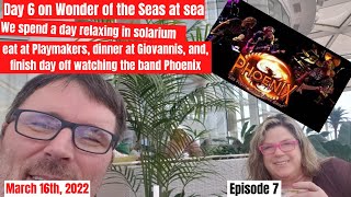 Wonder of the Seas day 6! we eat at Playmakers, Giovanni's, and watch the cover band Phoenix!