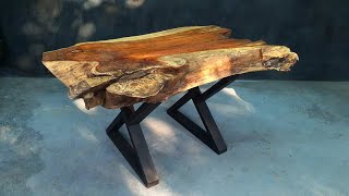 Making Stunning Wooden Log With Metal Legs Idea