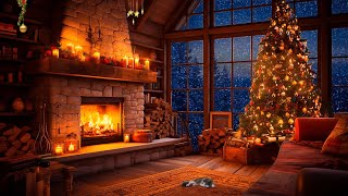 Festive Christmas by the Fireplace | Cozy Holiday Ambience with Crackling Fire and Soft Winter Wind