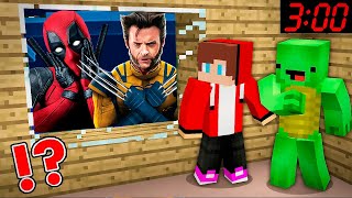 JJ and Mikey HIDE from Scary Deadpool & Wolverine At Night in Minecraft - Maizen