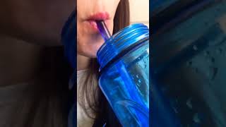 ASMR 💧super close up water drinking boa free bottle reusable straw satisfying sounds mouth #shorts