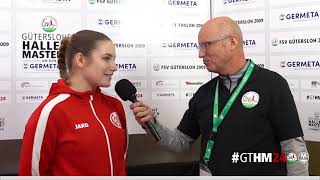 Lilly Magda Wiesel (1. FSV Mainz 05) im 🎤 beim Gütersloher Hallenmasters 2024 um den Germeta-Cup