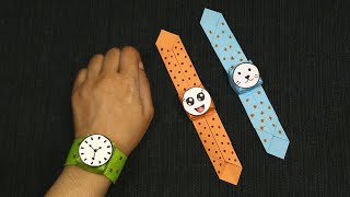 Origami paper watch, how to make origami watch, easy school craft idea, origami easy