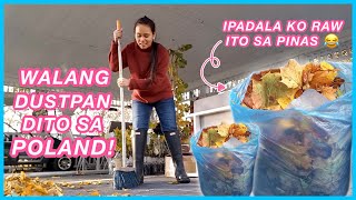 FILIPINA WORKER IN POLAND: NAGWALIS NG LAGLAG NA MAPLE LEAVES | WALANG DUSTPAN! | Lhara Barnig 🌷