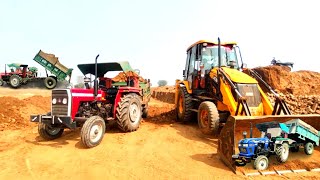 Jcb 3DX Eco fully Loading Sand in Massey Tractor Trolley | Eicher 380 Tractor Trolley | jcb tractor