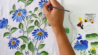 Easy & quick Cushion Cover Painting Design | Fabric Painting Designs | DIY Cushion Painting