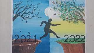 Easy New Year Based Painting. Happy New Year Frnds. #shorts