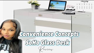 Convenience Concepts SoHo Glass Desk with Charging Station Unboxing & Review 2021