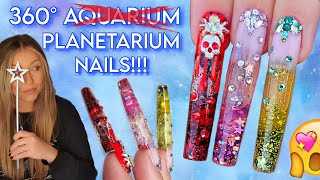 💧 OMG! 360° Planetarium Aqua Nails | New Aquarium Technique | Halloween Nail Art | Glitter & Bling