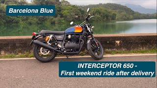 Interceptor 650 - Barcelona Blue - First Weekend ride - 2023 model Royal Enfield - to a reservoir