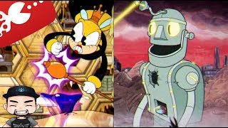 CUPHEAD MUNDO 3 como pasar LA ABEJA y ROBOT GIGANTE , honeycomb herald  junkyard jive