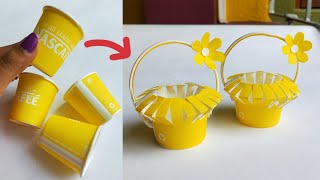 Best out of waste idea/tea cup busket making craft idea/art and craft