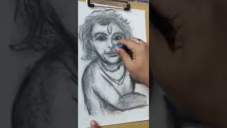 Krishna Drawing with Charcoal| Happy Janmashtami 🙏🙏 #reel #shorts  #shortsfeed  #janamashtami2022