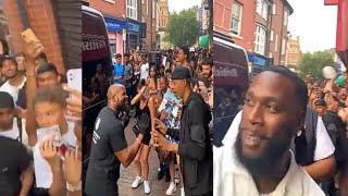 Fans going wild as global superstar burna boy shows up in Leicester United Kingdom