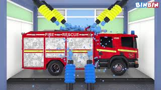 Fire Truck | Car Wash for Kids | Cars and Trucks | Learn Street Vehicles for Children | #BinBin