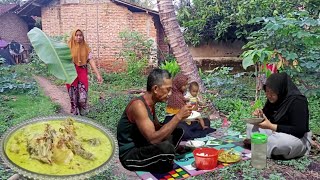 Aktivitas Hidup Di Desa, Memasak Opor Ayam Bumbu Sederhana, Makan Bersama keluarga Saat Hujan deras