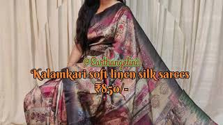 Kalamkari soft linen silk sarees  @Earthangelini