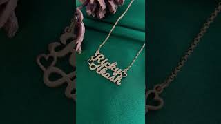 WHATSAPP +919322219437 TO ORDER- 2 Custom Names With Cursive Font & Mini Heart Pendant Necklace