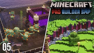 Minecraft Pro Builder SMP | Episode 5 | Ocean Monument Raid, Guardian Farm and Wall Building