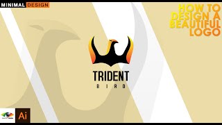 How to design minimal trident bird logo