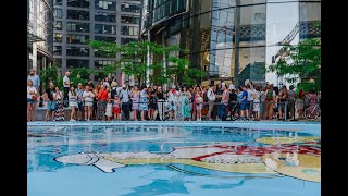 Official unveiling of disappearing mural at Europejski square