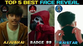 TOP 5 BEST FACEREVEAL OF FREE FIRE YOUTUBERS 🔥😍AJJUBHAI FACE REVEAL