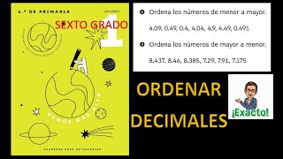 ✅CÓMO ORDENAR DECIMALES 👉Programa de Reforzamiento 6° grado✅