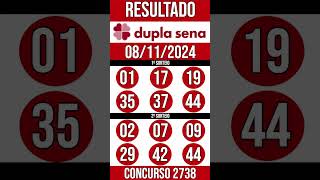 🔥 🍀 DUPLA SENA hoje - 08/11/2024 - Resultado concurso 2738