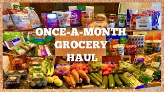 ONLY $210! 😱 | MASSIVE ONCE A MONTH Grocery HAUL| Healthy + AFFORDABLE| FOOD for a Family of 4|