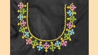 #55 - Kutch work embroidery blouse for this festive season |  simple and easy for beginners