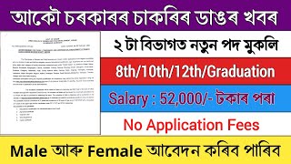 পুনৰ নতুনকৈ চৰকাৰৰ চাকৰি ২ টা বিভাগত || Assam new job updates 2024 || Assam job recruitment 2024