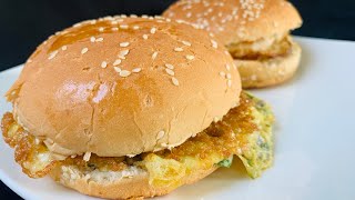 Street food style Egg TAWA burger recipe  2 ways || Quick and easy egg burger