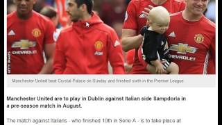 Manchester United to play Sampdoria in Dublin