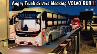 Bus game - Angry Truck drivers blocking VOLVO BUS!!!