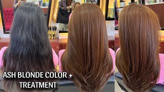 ASH BLONDE COLOR WITH TREATMENT (hair color treatment tutorial)