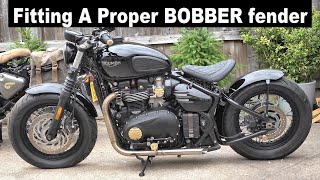 Triumph Bonneville BOBBER Black Project, Pt2, A better than factory rear Fender The RIALTO!