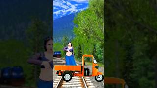 Funny blue aunty dance vs auto rickshaw  on stop the high-speed train #trendingshorts#shortsfeed