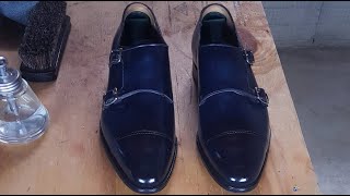 ASMR Shoe Shine Carlos Santos Double Monk Navy