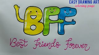 how to draw bff best friends forever poster drawing || cute bff drawing for kids