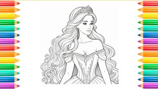 How To Draw A Barbie Step By Step drawing 👸 Princess Drawing for kids ||queen drawing||