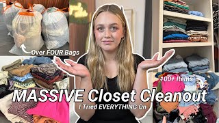 ANOTHER CLOSET CLEANOUT (HELP ME) 😭 | Over 100+ Items - I Tried Everything On